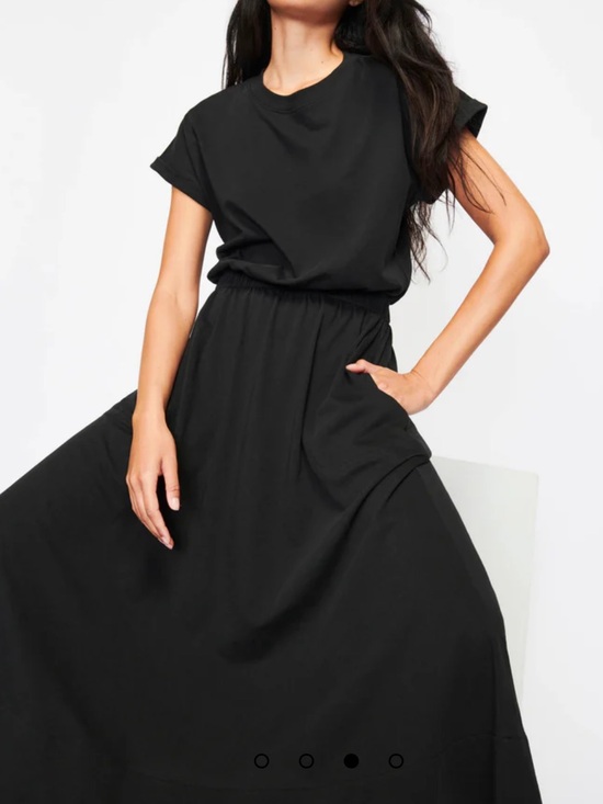 Nation LTD Dresses & Skirts - Nation LTD Garcelle Organic Cotton T-Shirt Midi Maxi Dress Jet Black Minimalist